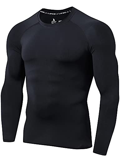 LAFROI Herren Langarm UPF 50+ Kompressionsshirt Rash Guard-CLY08C (Black,XXXL) von LAFROI