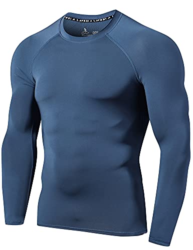 LAFROI Herren Langarm UPF 50+ Kompressionsshirt Rash Guard-CLY08C (Grayish Blue,XL) von LAFROI
