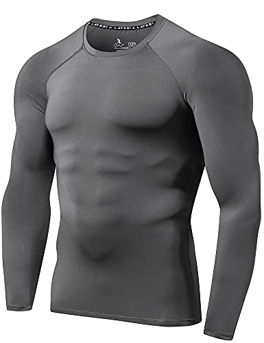 LAFROI Herren Langarm UPF 50+ Kompressionsshirt Rash Guard-CLY08C (Grey,LG) von LAFROI