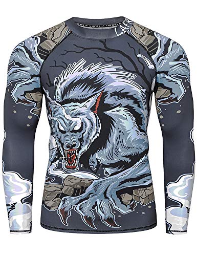 LAFROI Herren Langarm UPF 50+ Kompressionsshirt Rash Guard-CLY08C (Werewolf,XXL) von LAFROI