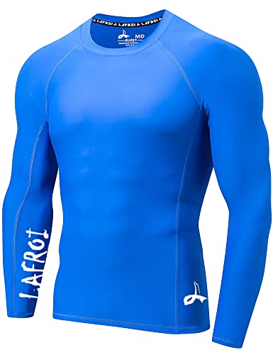 LAFROI Herren Langarm UPF 50+ Kompressionsshirt Rash Guard-CLYYB (Asymmetric Blue,MD) von LAFROI
