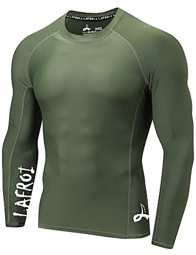 LAFROI Herren Langarm UPF 50+ Kompressionsshirt Rash Guard-CLYYB (Asymmetric Olive,MD) von LAFROI