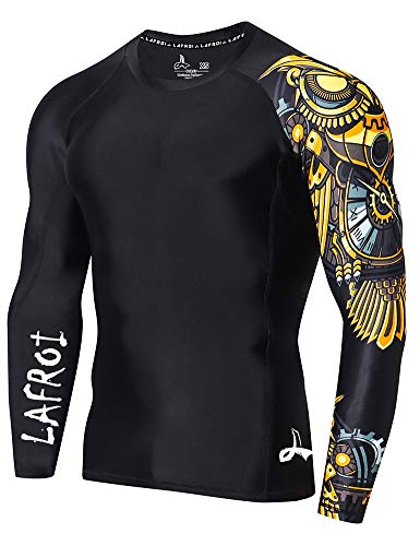LAFROI Herren Langarm UPF 50+ Kompressionsshirt Rash Guard-CLYYB (Asymmetric Time Manager,XXXL) von LAFROI