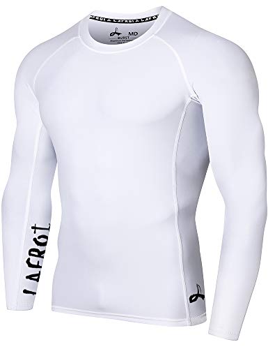 LAFROI Herren Langarm UPF 50+ Kompressionsshirt Rash Guard-CLYYB (Asymmetric White,XXXL) von LAFROI