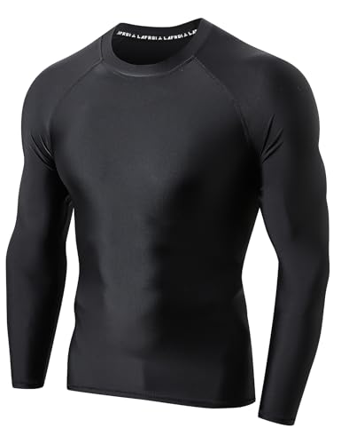 LAFROI Herren Langarmshirt UPF 50+ Kompression, BJJ, Schwimmen, Rashguard Black Size 2XL von LAFROI