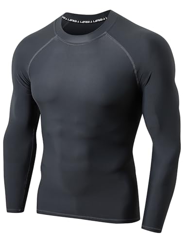 LAFROI Herren Langarmshirt UPF 50+ Kompression, BJJ, Schwimmen, Rashguard Dark Grey Size MD von LAFROI