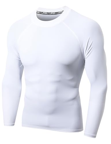LAFROI Herren Langarmshirt UPF 50+ Kompression, BJJ, Schwimmen, Rashguard White Size LG von LAFROI