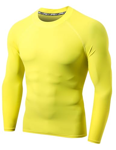 LAFROI Herren Langarmshirt UPF 50+ Kompression, BJJ, Schwimmen, Rashguard Yellow Size 2XL von LAFROI