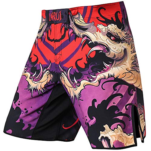 LAFROI Herren MMA Cross-Training Box Shorts Trunks Fight Wear mit Kordelzug und Tasche (Blood Moon,XL) von LAFROI