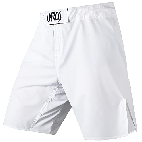 LAFROI Herren MMA Cross-Training Box Shorts Trunks Fight Wear mit Kordelzug und Tasche (White,SM) von LAFROI