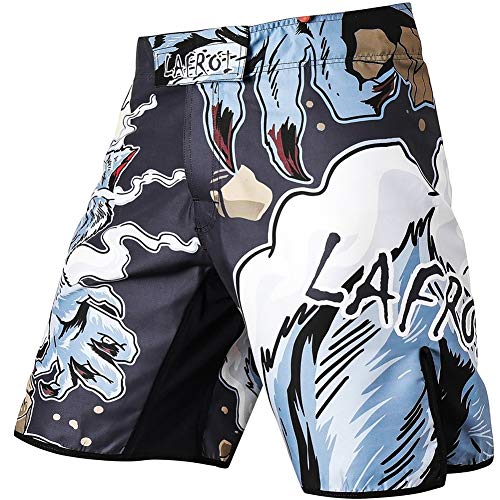 LAFROI Herren MMA Cross-Training Box Shorts Trunks Fight Wear mit Kordelzug und Tasche (LA Werewolf,MD) von LAFROI