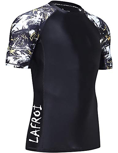 LAFROI Herren Kurzarm UPF 50+ Kompressionsshirt Rash Guard-CLY02D (Swipes,XL) von LAFROI