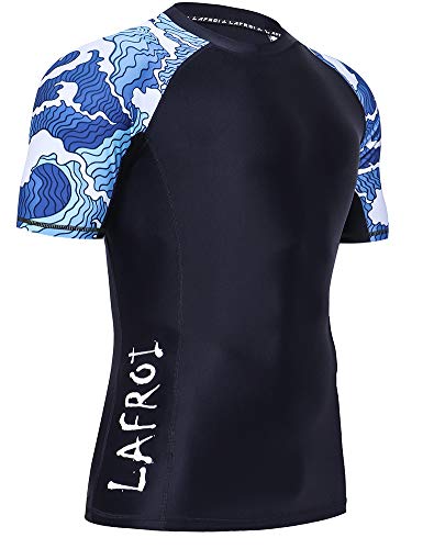 LAFROI Herren Kurzarm UPF 50+ Kompressionsshirt Rash Guard-CLY02D (Surge,XXL) von LAFROI