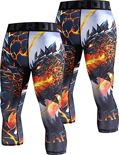 LAFROI Men's 2-Pack Compression Fit 3/4 Tights Leggings with Pcoket/Non-Pocket-YSK10 Melted Wings Size MD von LAFROI