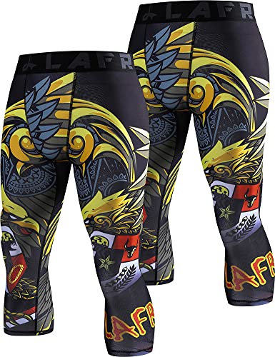 LAFROI Men's 2-Pack Compression Fit 3/4 Tights Leggings with Pcoket/Non-Pocket-YSK10 Royal Size XXXL von LAFROI