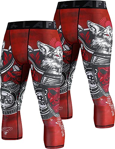 LAFROI Men's 2-Pack Compression Fit 3/4 Tights Leggings with Pcoket/Non-Pocket-YSK10 Warrior Size XL von LAFROI