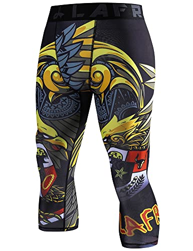 LAFROI Men's Compression Fit 3/4 Tights Leggings with Pcoket/Non-Pocket-YSK10 Royal Size XXXL von LAFROI