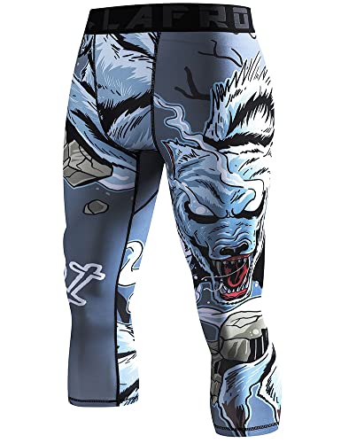 LAFROI Men's Compression Fit 3/4 Tights Leggings with Pcoket/Non-Pocket-YSK10 Werewolf Size LG von LAFROI