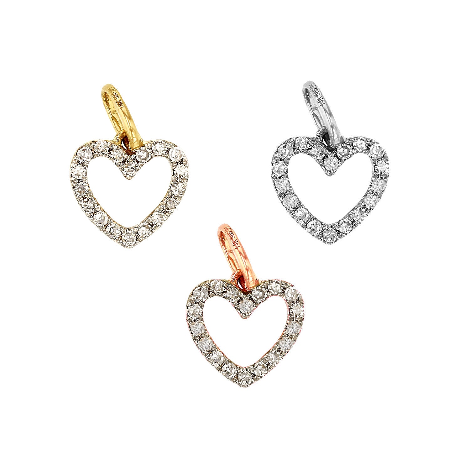 Diamant Herz Charm 14K Gold/Halskette Charm, Love von LAFindingsDotCom