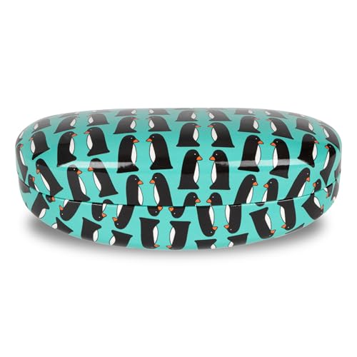 LAGO TERRA Hartschalenetui für Brillen/Sonnenbrillen mit Pinguin-Aufdruck, Grüner Pinguin (groß), 42 von LAGO TERRA