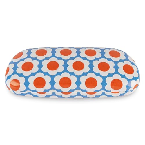 LAGO TERRA Hartschalenetui für Brillen/Sonnenbrillen mit Retro-Blumendruck, Kornblumenblau (mittel), 38 von LAGO TERRA