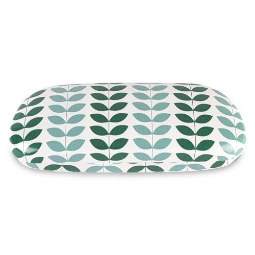 LAGO TERRA Hartschalenetui für Brillen/Sonnenbrillen mit geometrischem Blattdruck, Weide (mittel), 38 von LAGO TERRA