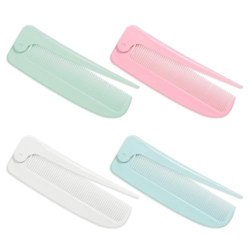 Faltkämme mit Rattenschwanz, für Damen und Herren, tragbar, klein, für Zöpfe und Haar-Styling, 4 Stück Faltkämme mit Rattenschwanz, für Damen und Herren, tragbar, klein, für Zöpfe und Haar-Styling, 4 Stück von LAIBUY