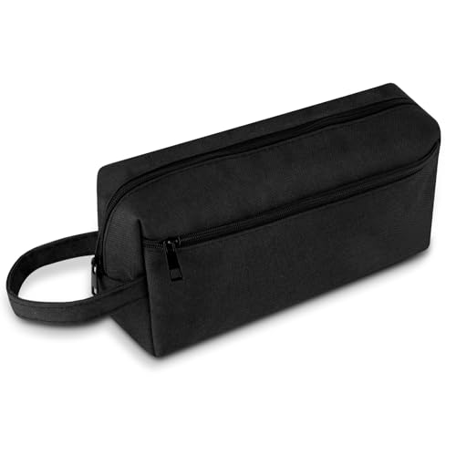 Federmäppchen, großes Fassungsvermögen, für Büro, Uni, Schule, große Aufbewahrung für Schreibwaren, Toilettenartikel, Make-up, Reisen und Bürobedarf (schwarz) von LAIBUY