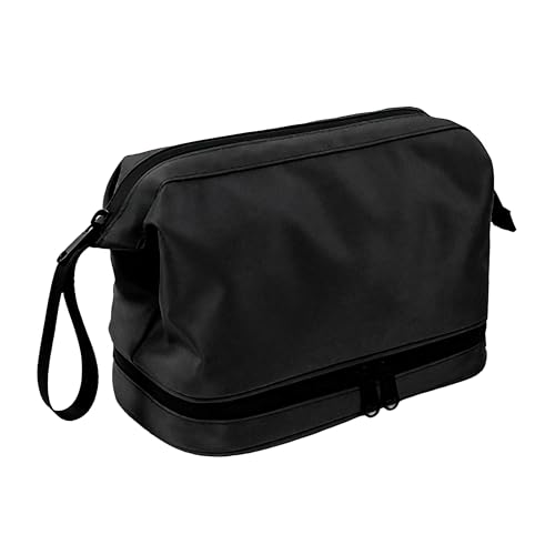 Große Reise-Kulturbeutel, Herren, doppellagig, Organizer mit Nass- und Trockentrennung, wasserabweisendes Rasierset, schwarz Große Reise-Kulturbeutel, Herren, doppellagig, Organizer mit Nass- und Trockentrennung, wasserabweisendes Rasierset, schwarz von LAIBUY