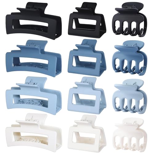 Haarklammern für Damen, klein, mittel, groß, für dünnes, dickes Haar, 12 Stück, Haarklammern, Kombinations-Haarschmuck für Damen, Blau Haarklammern für Damen, klein, mittel, groß, für dünnes, dickes Haar, 12 Stück, Haarklammern, Kombinations-Haarschmuck für Damen, Blau von LAIBUY