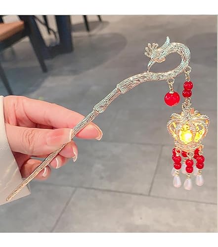 Haarnadeln mit Laterne, leichte Quaste, Haarnadeln, chinesisches gewickeltes Haar, antike Haarnadel, Haarschmuck für Damen, 1 Stück, Krone, Rot Haarnadeln mit Laterne, leichte Quaste, Haarnadeln, chinesisches gewickeltes Haar, antike Haarnadel, Haarschmuck für Damen, 1 Stück, Krone, Rot von LAIBUY