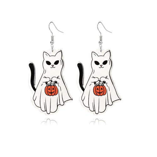 Halloween Cute Ghost Pumpkin Earring for Women Cartoon Cat Spider Earrings Halloween Acrylic Fun Earrings Halloween Cute Ghost Pumpkin Earring for Women Cartoon Cat Spider Earrings Halloween Acrylic Fun Earrings von LAIBUY