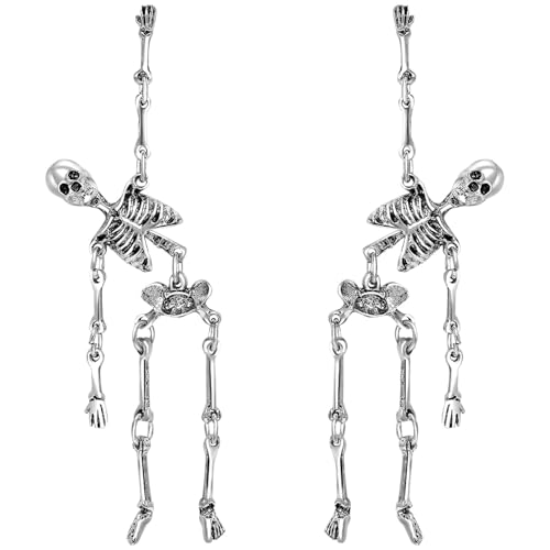 Halloween-Ohrringe, Skelett-Totenkopf-Ohrringe für Damen, Punk, Gothic, für Halloween-Party, Cosplay, Schmuck (Skelett) von LAIBUY
