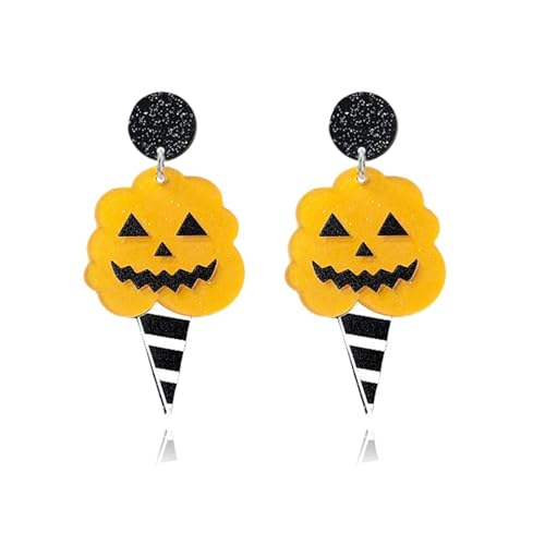Halloween-Totenkopf-Ohrringe – Acryl-Kürbis-Geist-Ohrringe mit Glitzerpulver (Eiskürbis) von LAIBUY