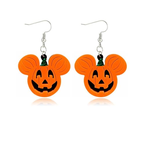 Halloween-Totenkopf-Ohrringe – Acryl-Kürbis-Geist-Ohrringe mit Glitzerpulver (gelber Kürbis) von LAIBUY