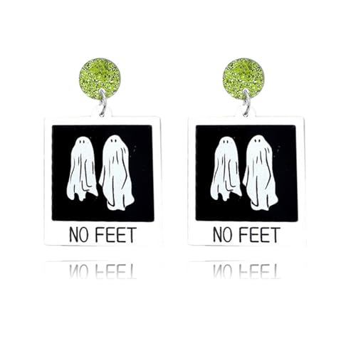 Halloween-Totenkopf-Ohrringe – Acryl-Kürbis-Geist-Ohrringe mit Glitzerpulver (weißer Geist) von LAIBUY