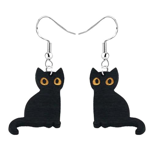 Kawaii Halloween Schwarze Katze Ohrring für Frauen Leichte schwarze Katzen baumeln Ohrringe von LAIBUY