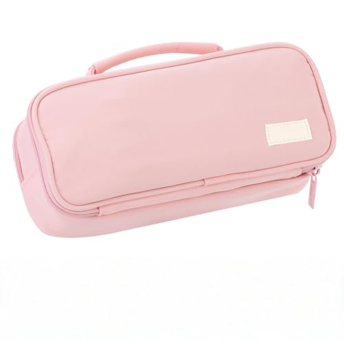 LAIBUY Großes Fassungsvermögen, Federmäppchen, Organizer, Leinen, Federmäppchen mit Griff, Schulbedarf (Rosa) von LAIBUY