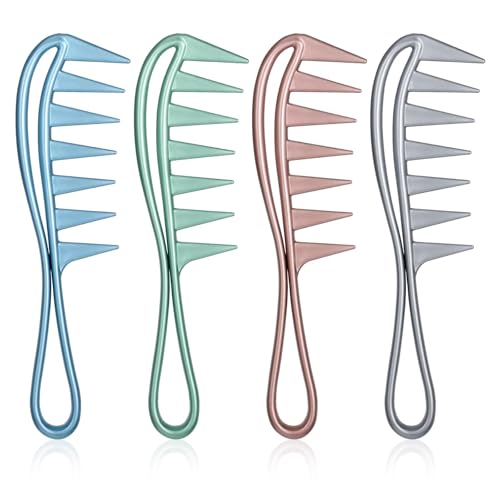 Lockenkämme mit breiter Zahnung, Kamm für lockiges, gewelltes, dickes langes Haar, Haifischzähne, professioneller Stylingkamm für Männer und Frauen, Salon, Friseurperücken, 4 Stück Lockenkämme mit breiter Zahnung, Kamm für lockiges, gewelltes, dickes langes Haar, Haifischzähne, professioneller Stylingkamm für Männer und Frauen, Salon, Friseurperücken, 4 Stück von LAIBUY