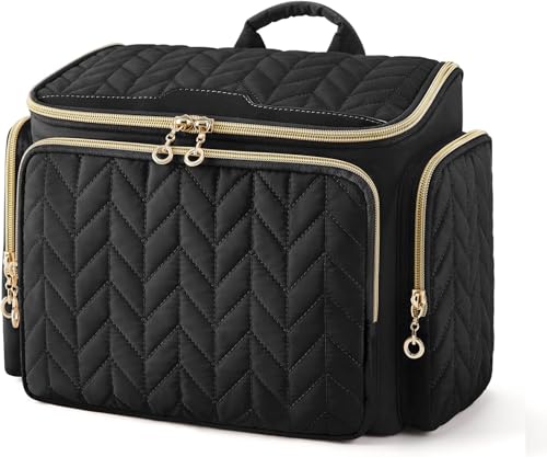 Make-up-Tasche, Kosmetik-Organizer, wasserdicht, Reise-Kulturbeutel, Hautpflege-Tasche mit goldenem Reißverschluss (Beige) von LAIBUY