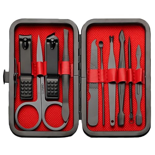 Nagelknipser-Set, professionelles Maniküre-Set und Pediküre-Set mit Reiseetui, Strumpffüller, Geschenk für Männer und Frauen, 10-teilig Nagelknipser-Set, professionelles Maniküre-Set und Pediküre-Set mit Reiseetui, Strumpffüller, Geschenk für Männer und Frauen, 10-teilig von LAIBUY