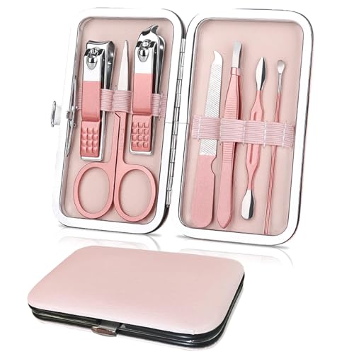 Premium-Maniküre-Set, 7-in-1, professionelles Nagelknipser, Schere, Pediküre-Set, Edelstahl-Nagelhautpflege-Werkzeuge mit luxuriösem Reiseetui, tragbares Maniküre-Pflege-Set, Geschenk für Frauen Premium-Maniküre-Set, 7-in-1, professionelles Nagelknipser, Schere, Pediküre-Set, Edelstahl-Nagelhautpflege-Werkzeuge mit luxuriösem Reiseetui, tragbares Maniküre-Pflege-Set, Geschenk für Frauen von LAIBUY