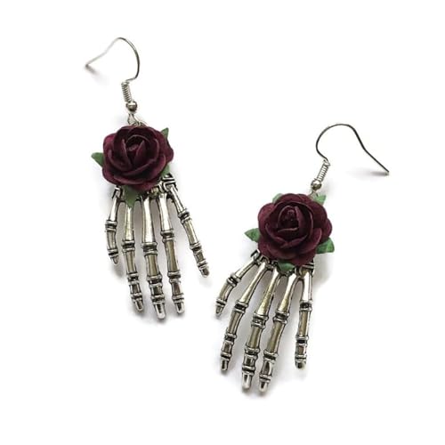 Vintage Gothic Skelett Rose Tropfen Ohrhänger – Punk Totenkopf Hand Ohrringe – Halloween Party Kostüm Zubehör – Schmuck für Frauen Vintage Gothic Skelett Rose Tropfen Ohrhänger – Punk Totenkopf Hand Ohrringe – Halloween Party Kostüm Zubehör – Schmuck für Frauen von LAIBUY