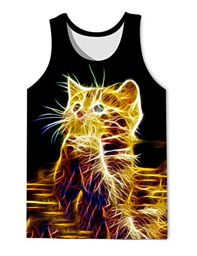 LAIDIPAS Herren Graphic Tank Tops 3D Print Funny Unisex Cool Sleeveless Workout Shirts - Gelb - Klein von LAIDIPAS