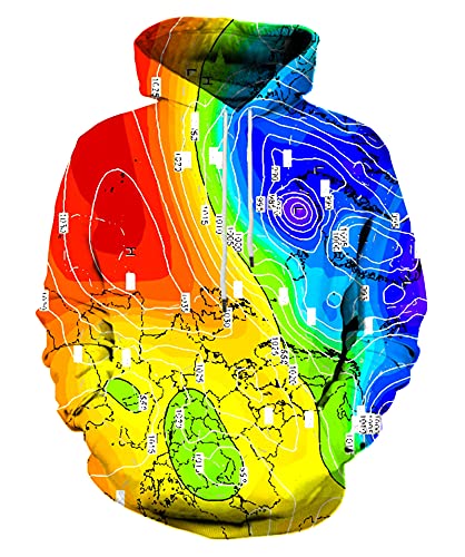 LAIDIPAS Unisex 3D Neuheit Hoodies für Männer Frauen Grafik Pullover Kapuzenpullover mit Taschen, Farbenfrohe Karte, X-Large von LAIDIPAS