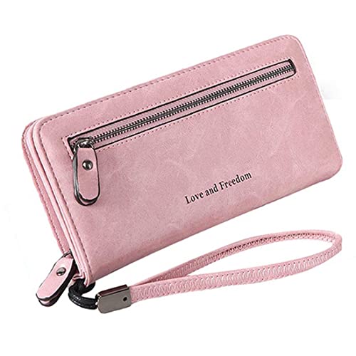 LAIFEKE Frauen Mode Lange Brieftasche Große Kapazität Brieftasche PU Leder Reißverschluss Brieftasche Abnehmbar Handgelenk (Rosa) von LAIFEKE