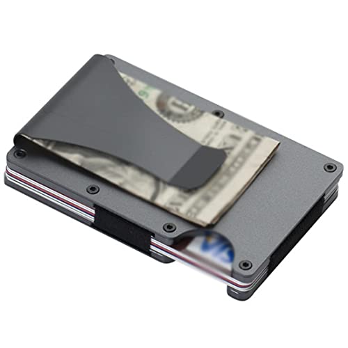 LAIFEKE Mode Brieftasche Aus Aluminiumlegierung Geldscheinklammer RFID-Blockierung Kreditkarteninhaber Multifunktions Geldbörse (Grau) von LAIFEKE