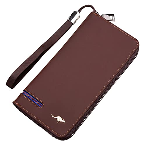 LAIFEKE Mode Business Lange Brieftasche Herren PU Leder Reißverschluss Brieftasche Große Kapazität Brieftasche (Stil 2-Braun) von LAIFEKE
