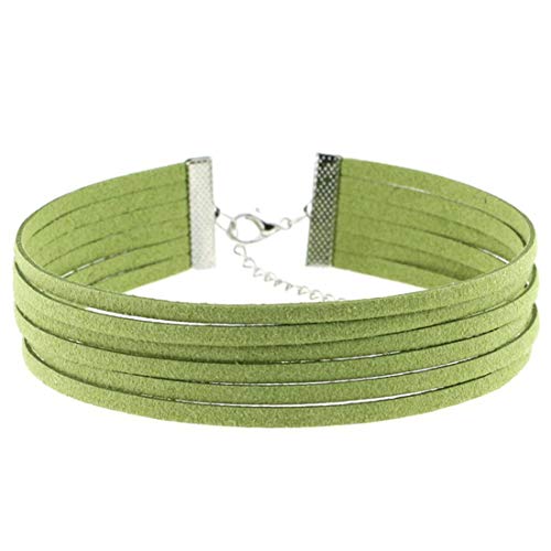 LAIFEKE Punk Sechs Reihen Samt Choker Gothic Halskette Hals Zubehör Metallkette Halsgürtel (Grün) von LAIFEKE