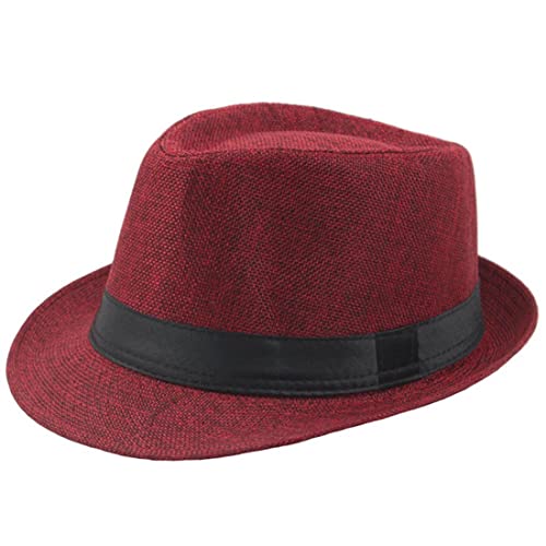 LAIFEKE Sonnenhut Casual Herren Panamahut Fedoras Hut Jazz Cap Beach (Rot) von LAIFEKE